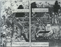 Der Moghul-Herrscher Bâbûr bei der Anlage eines Paradiesgartens